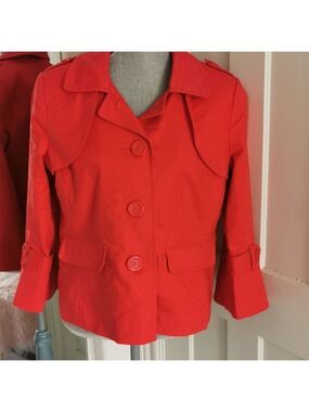 RAFAELLA Womens Orange Red Chic cotton button front blazer coat. Size L